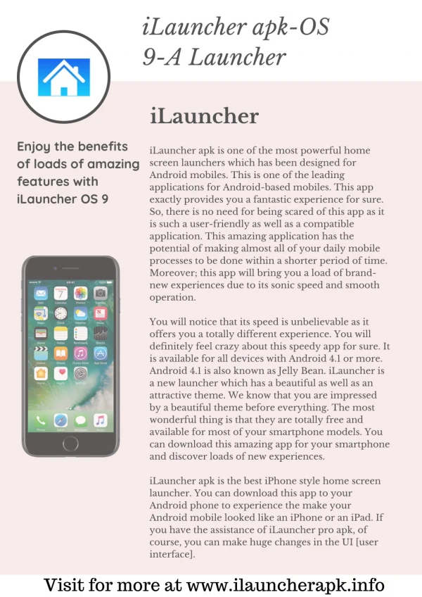 iLauncher apk - Experience the precious advantages