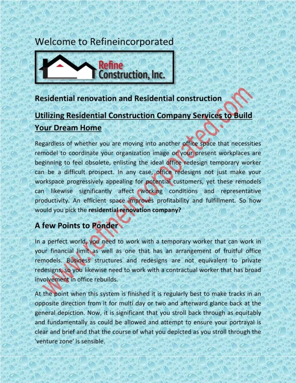 Residential renovation and Residential construction