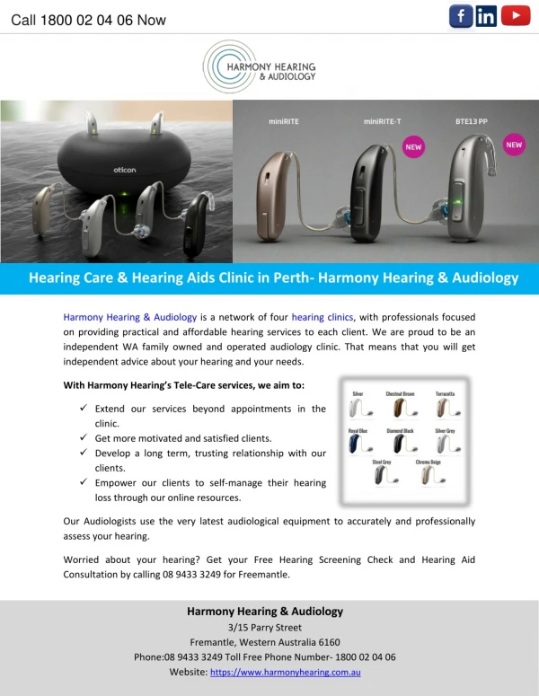 Hearing Care & Hearing Aids Clinic in Perth- Harmony Hearing & Audiology