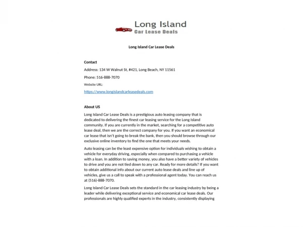 Long Island Car Lease Deals