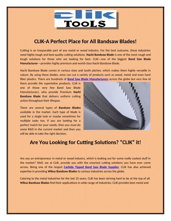 CLIK-A Perfect Place for All Bandsaw Blades!