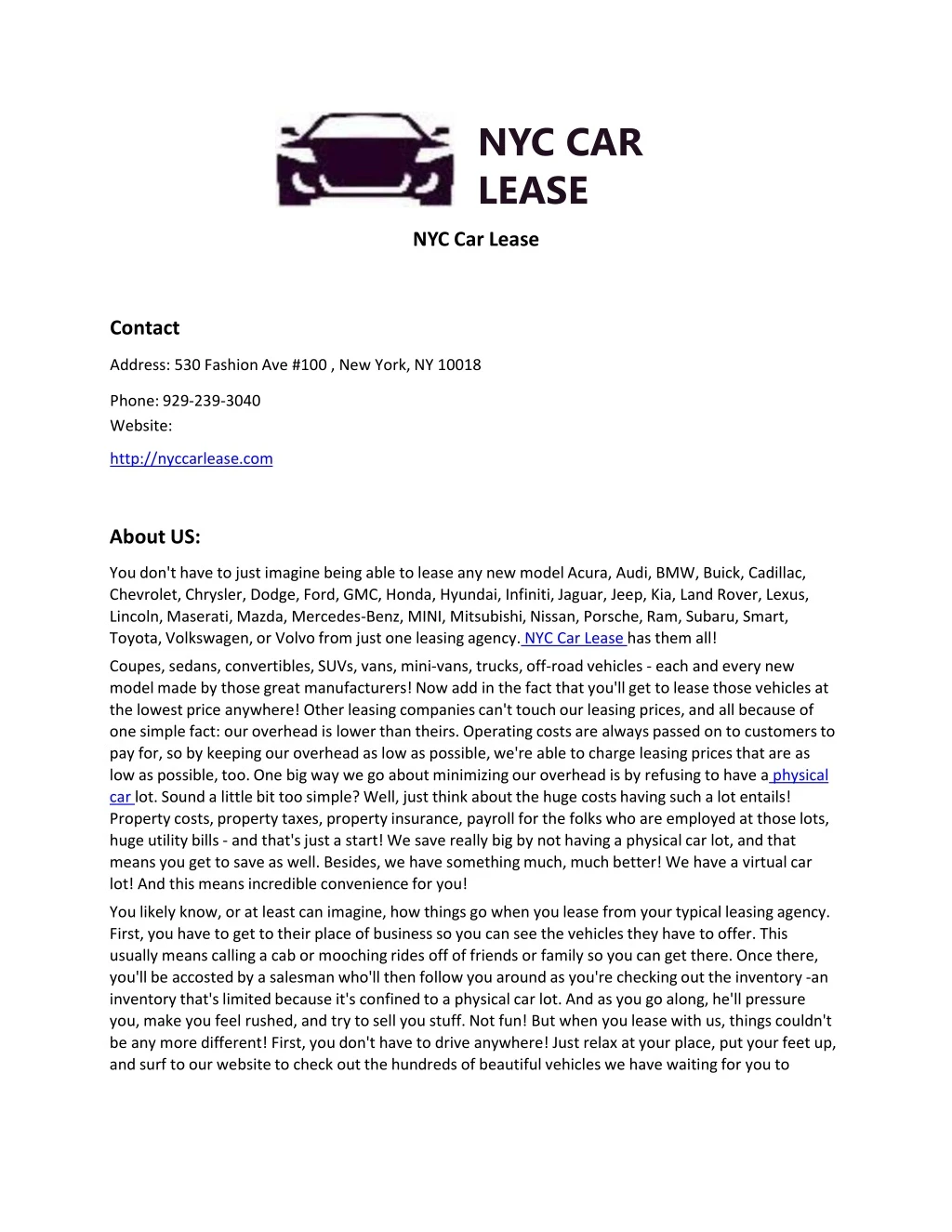 nyc car lease