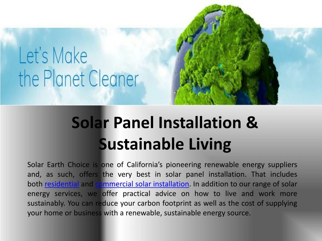 solar panel installation sustainable living