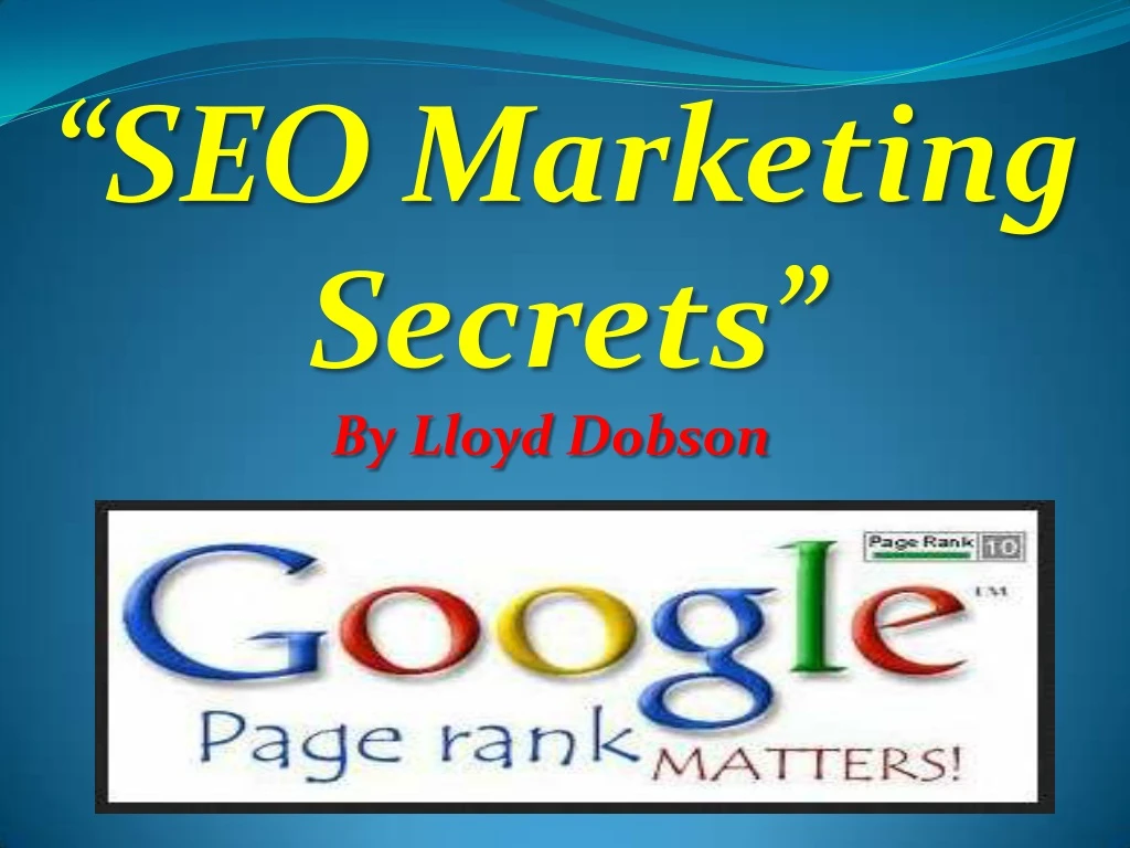 seo marketing secrets by lloyd dobson