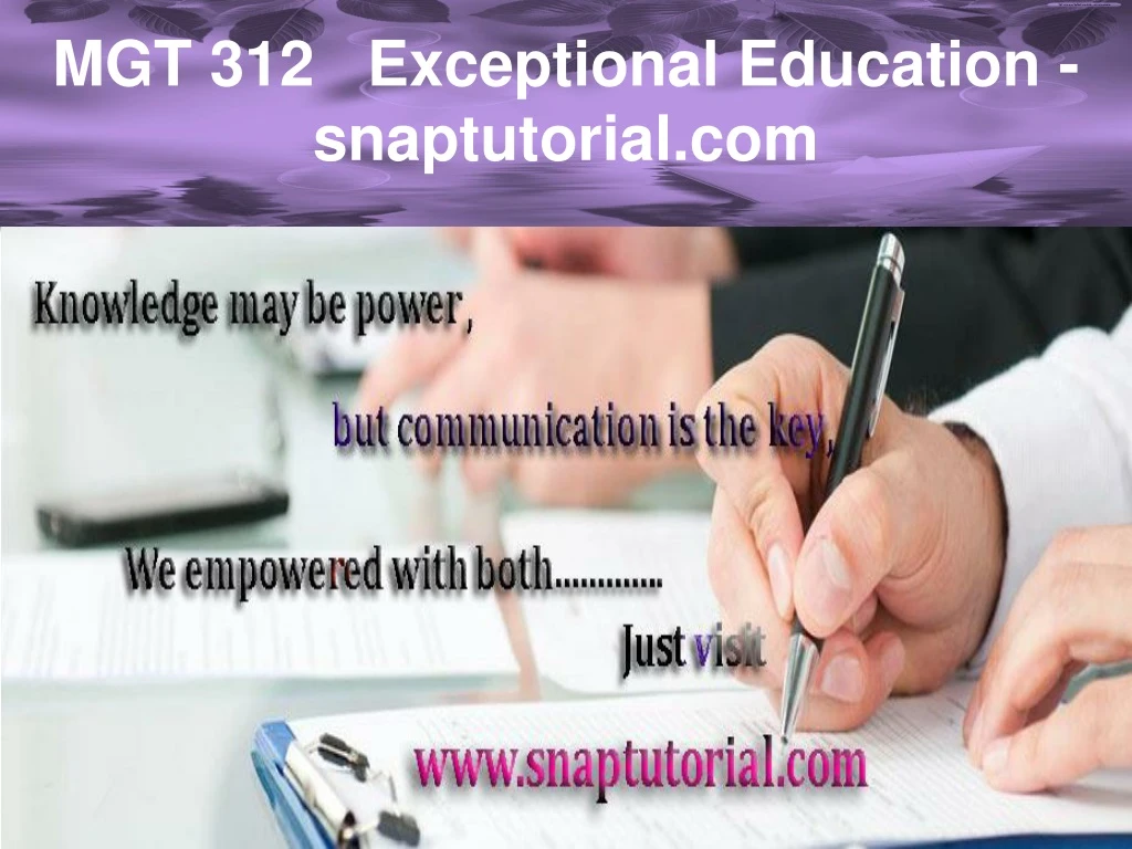 mgt 312 exceptional education snaptutorial com