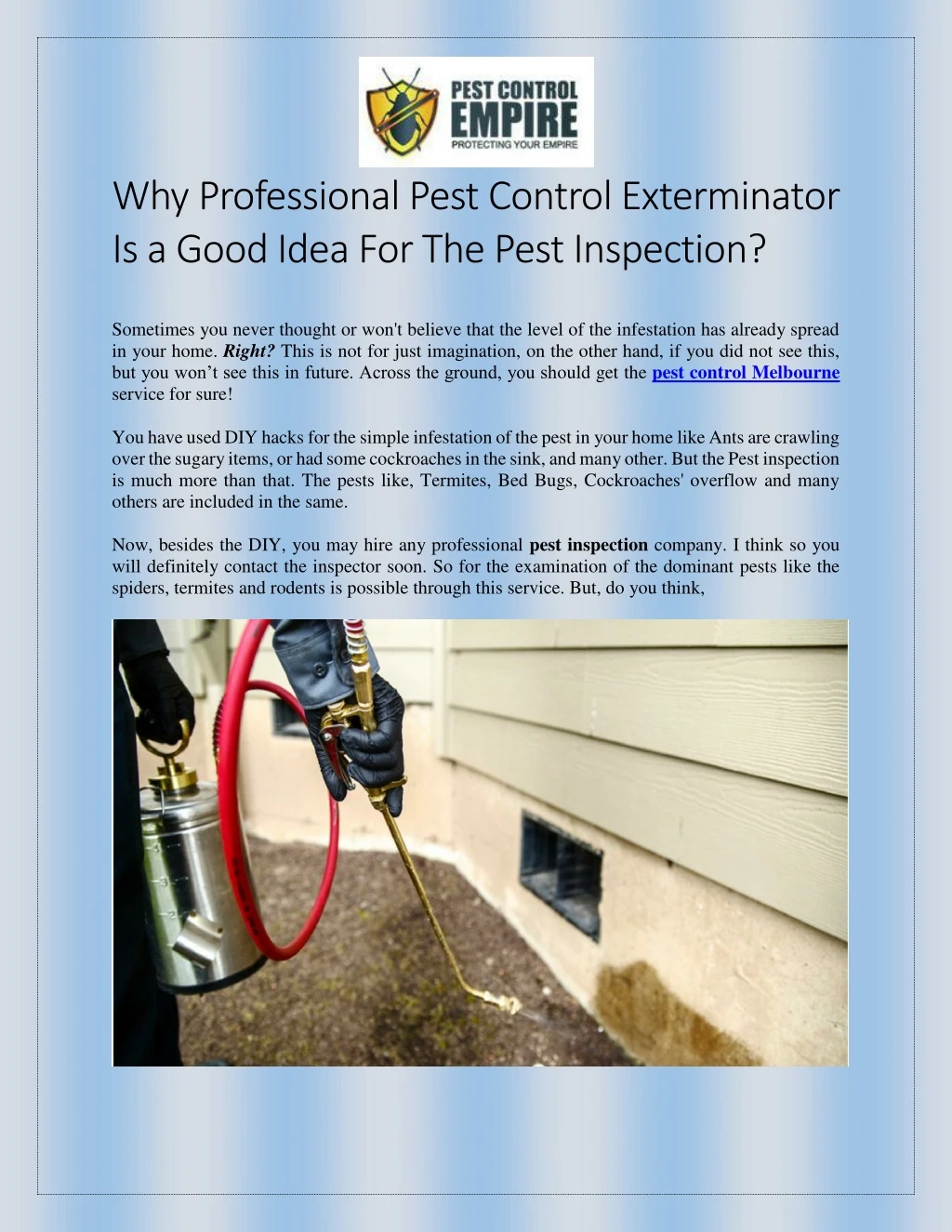 why professional pest control exterminator