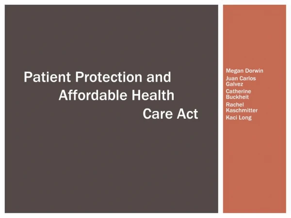 Patient Protection and Affordable Health Care Act