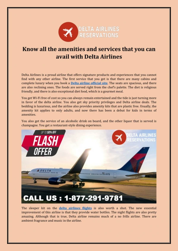 Know all the amenities and services that you can avail with Delta Airlines
