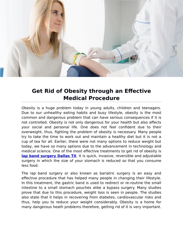 Get Rid of Obesity through an Effective Medical Procedure