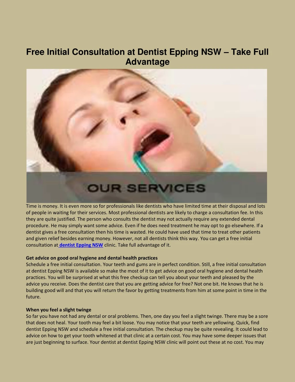 free initial consultation at dentist epping