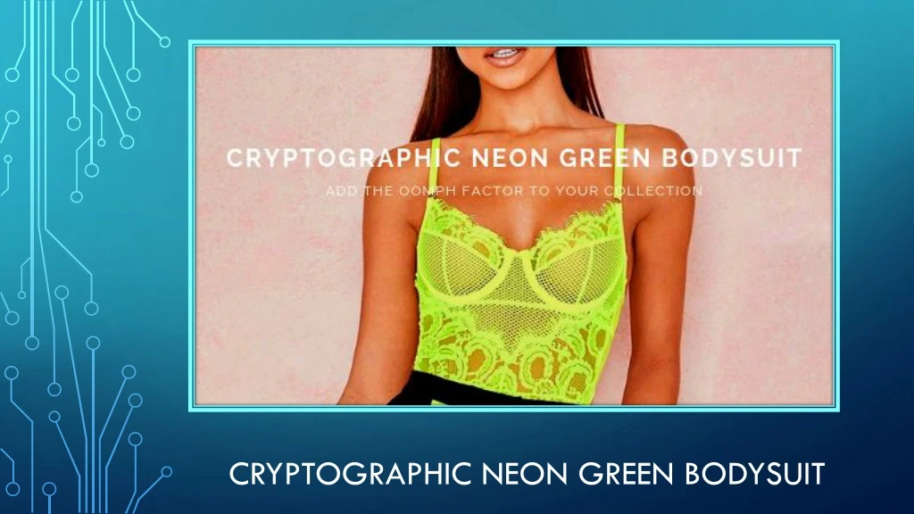 cryptographic neon green bodysuit