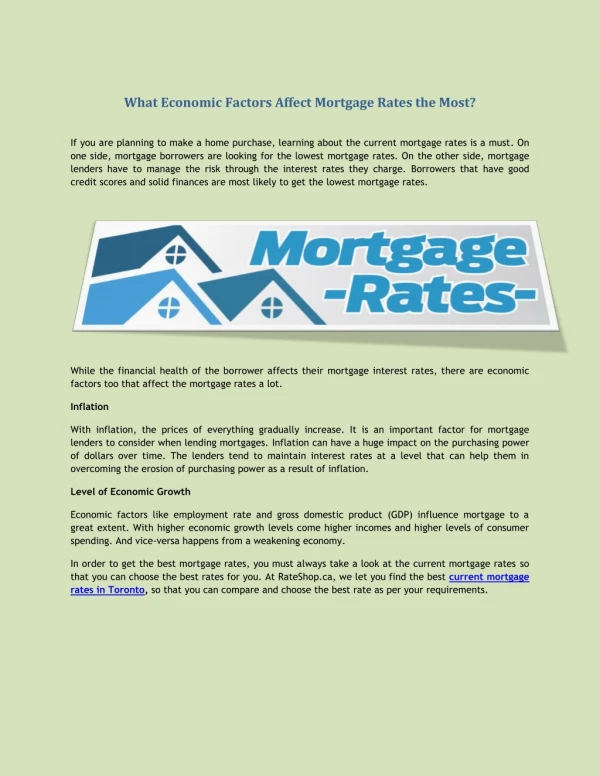 What Economic Factors Affect Mortgage Rates the Most?