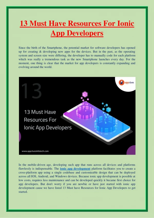 13 Must Have Resources For Ionic App Developers