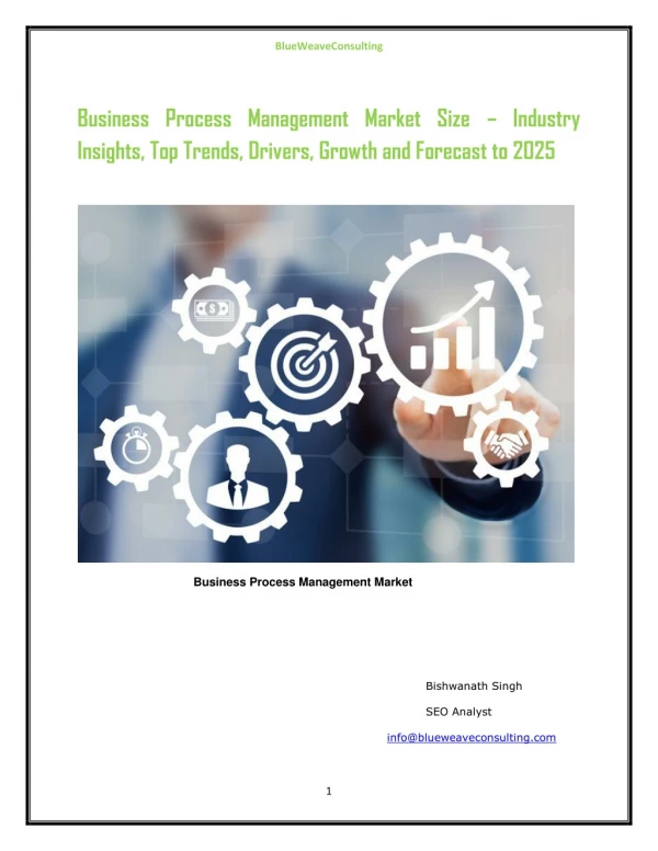 Global Business Process Management Market Size, Leading Players, Scope and Demand Till the end of 2025