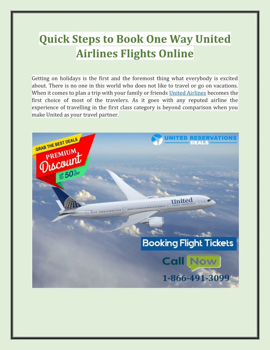 quick steps to book one way united airlines