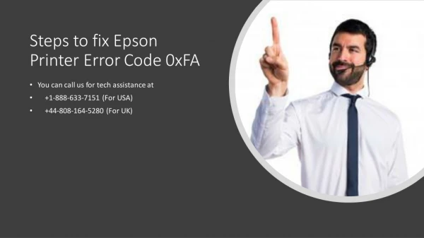 Steps to fix Epson Printer Error Code 0xFA