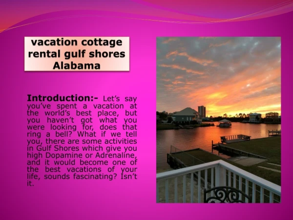 Vacation cottage rental gulf shores Alabama