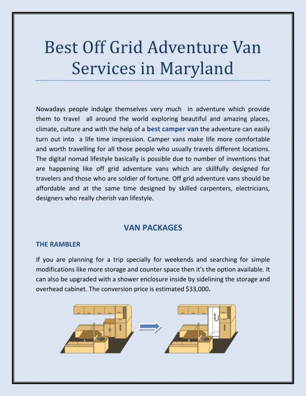 Best Off Grid Adventure Van Services in Maryland