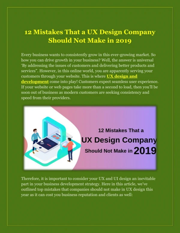 12 Mistakes That a UX Design Company Should Not Make in 2019