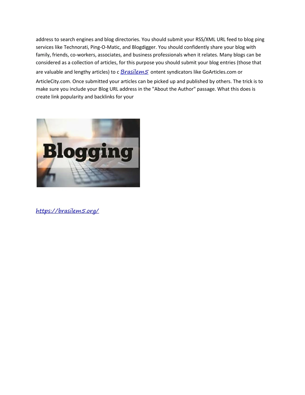 address to search engines and blog directories