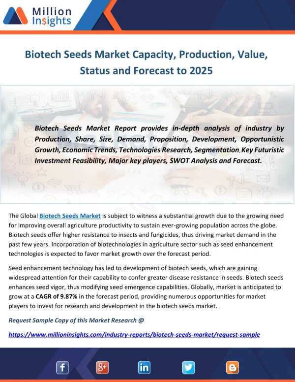 Biotech Seeds Market Capacity, Production, Value, Status and Forecast to 2025