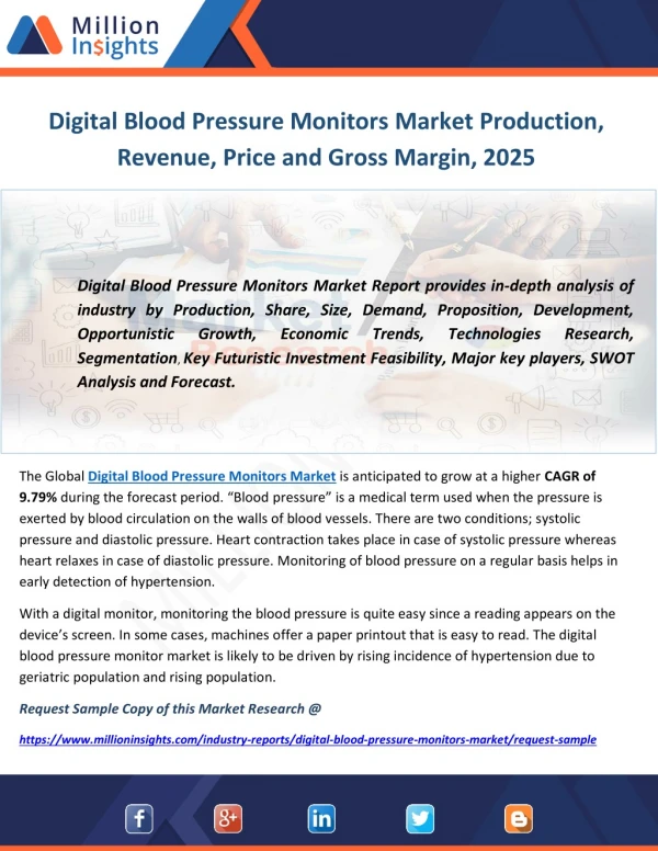 Digital Blood Pressure Monitors Market Production, Revenue, Price and Gross Margin, 2025
