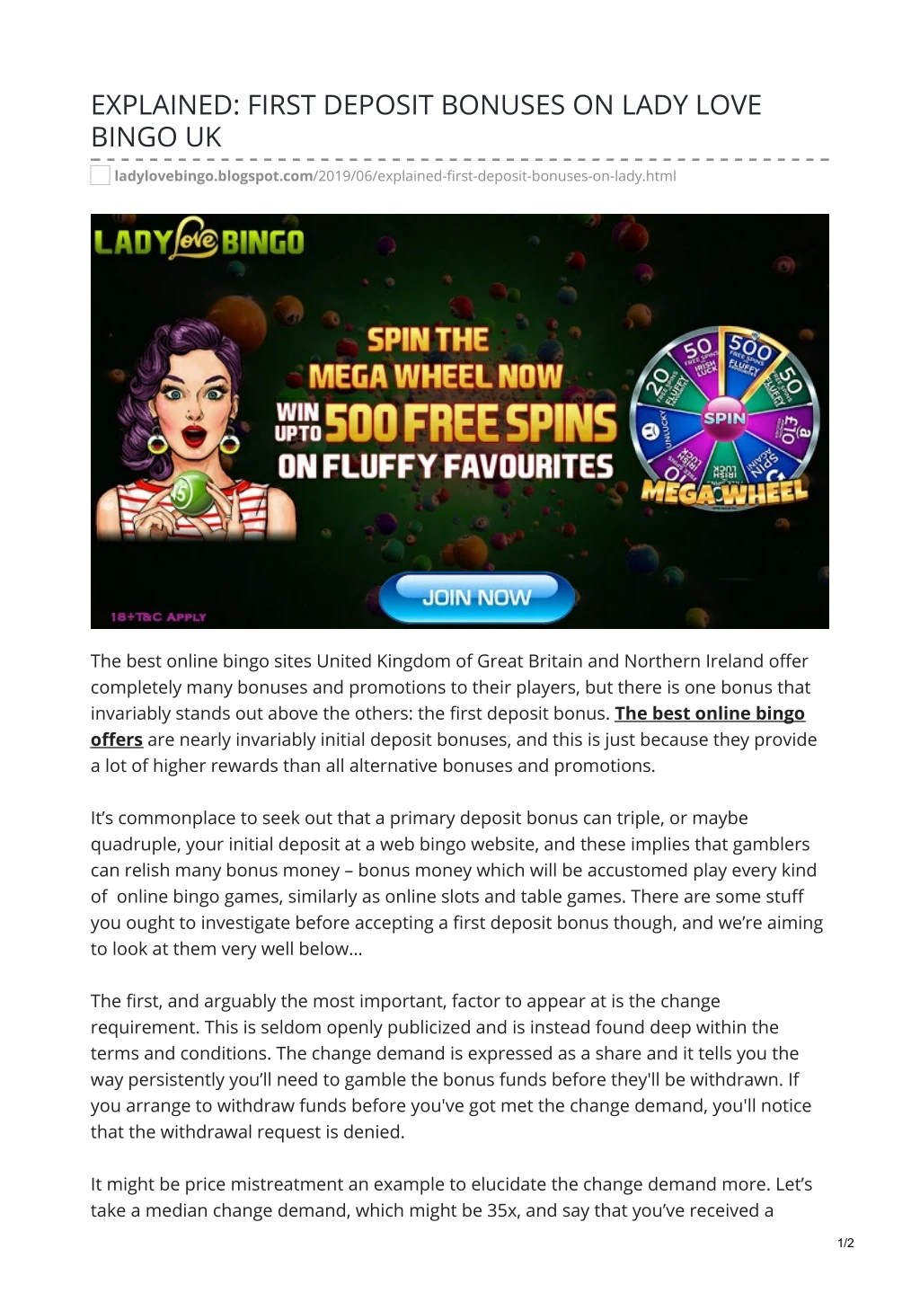 explained first deposit bonuses on lady love