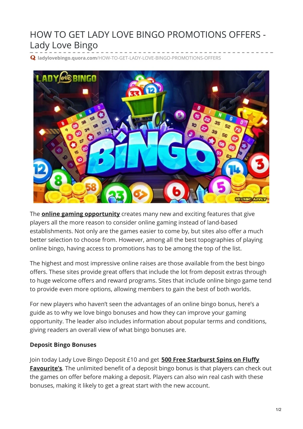 how to get lady love bingo promotions offers lady