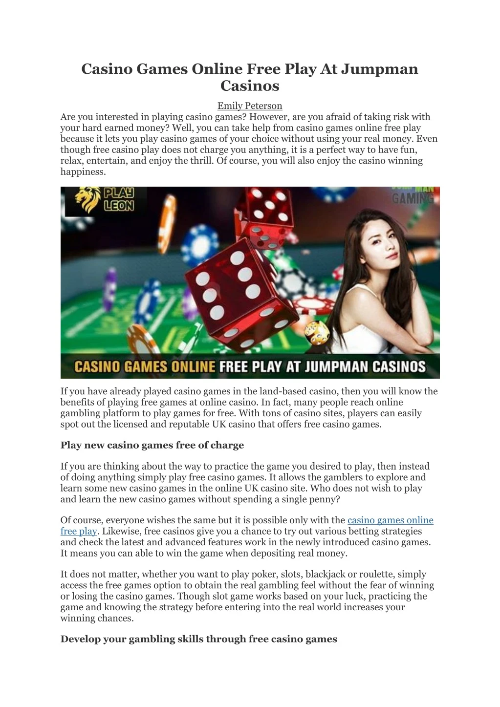 casino games online free play at jumpman casinos