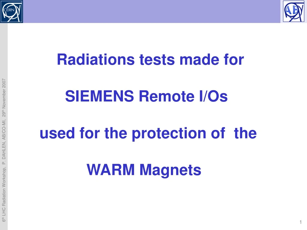 radiations tests made for siemens remote