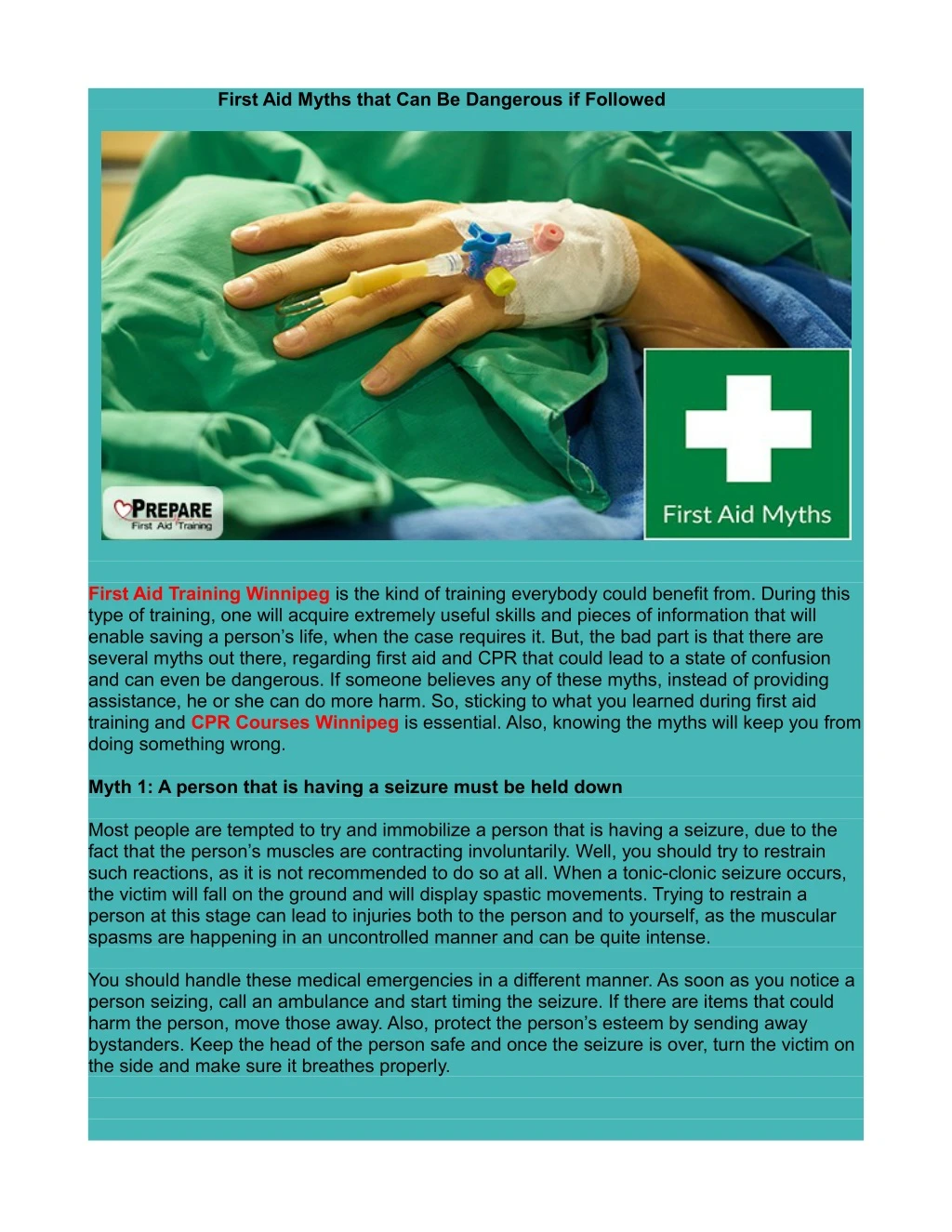 first aid myths that can be dangerous if followed