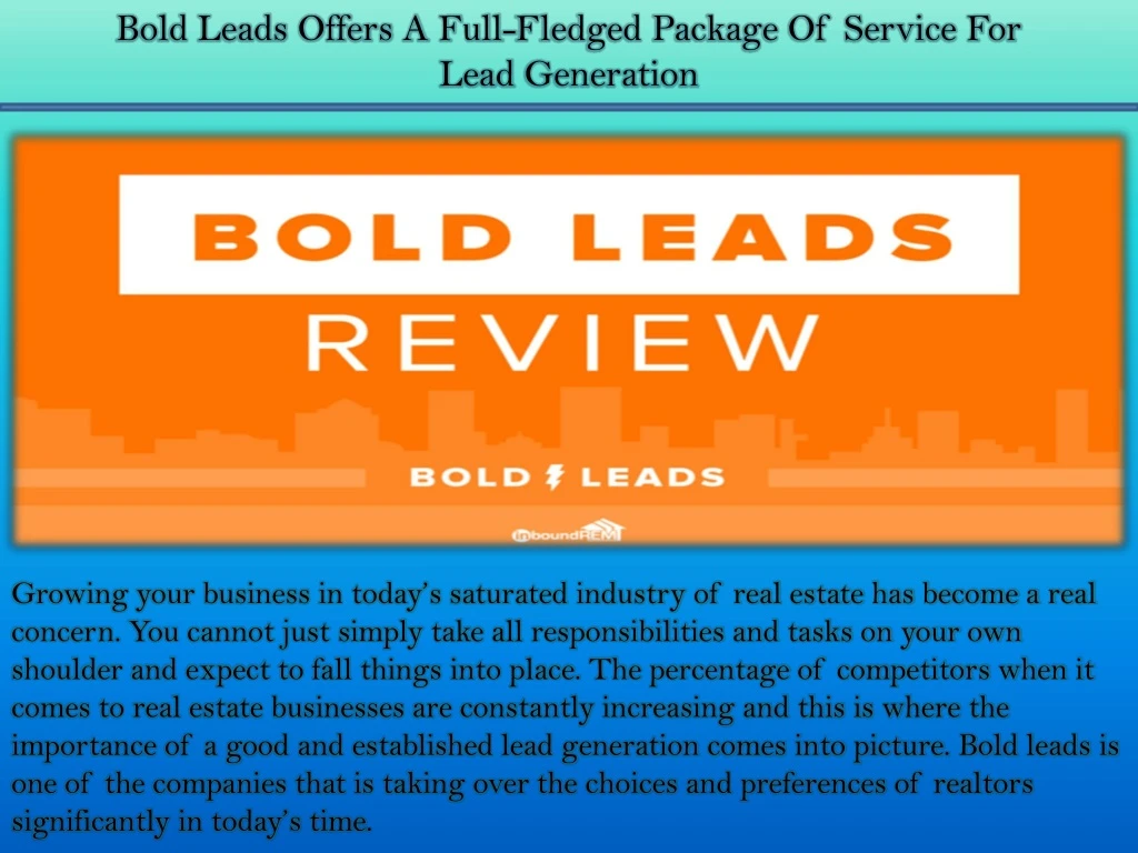 bold leads offers a full fledged package