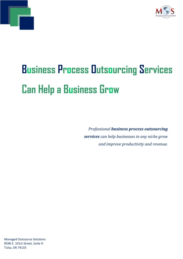 Business Process Outsourcing Services Can Help a Business Grow