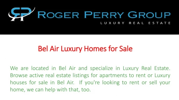 Bel Air Luxury Homes for Sale