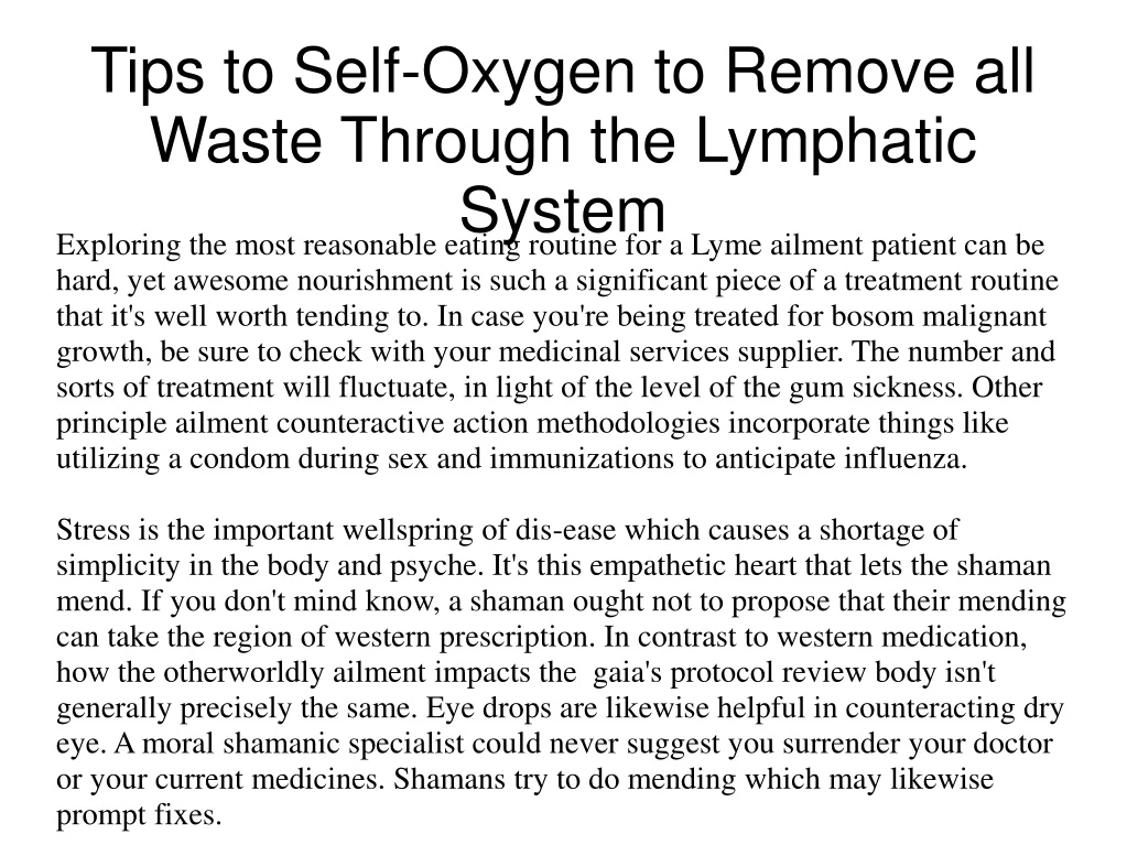 tips to self oxygen to remove all waste through the lymphatic system