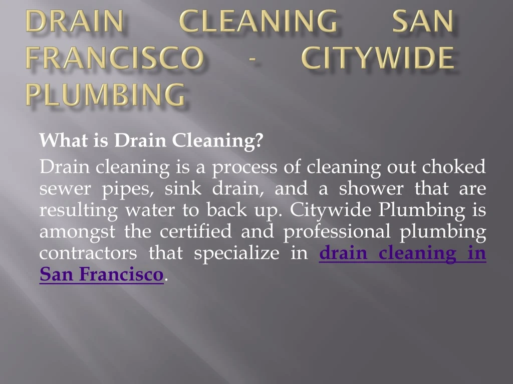 drain cleaning san francisco citywide plumbing