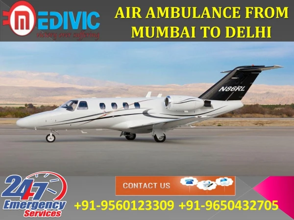 Take Immediate ICU Emergency Air Ambulance from Mumbai to Delhi by Medivic