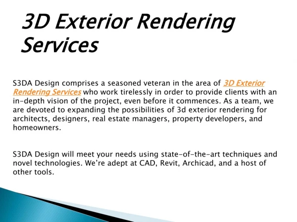 3D Exterior Rendering Services