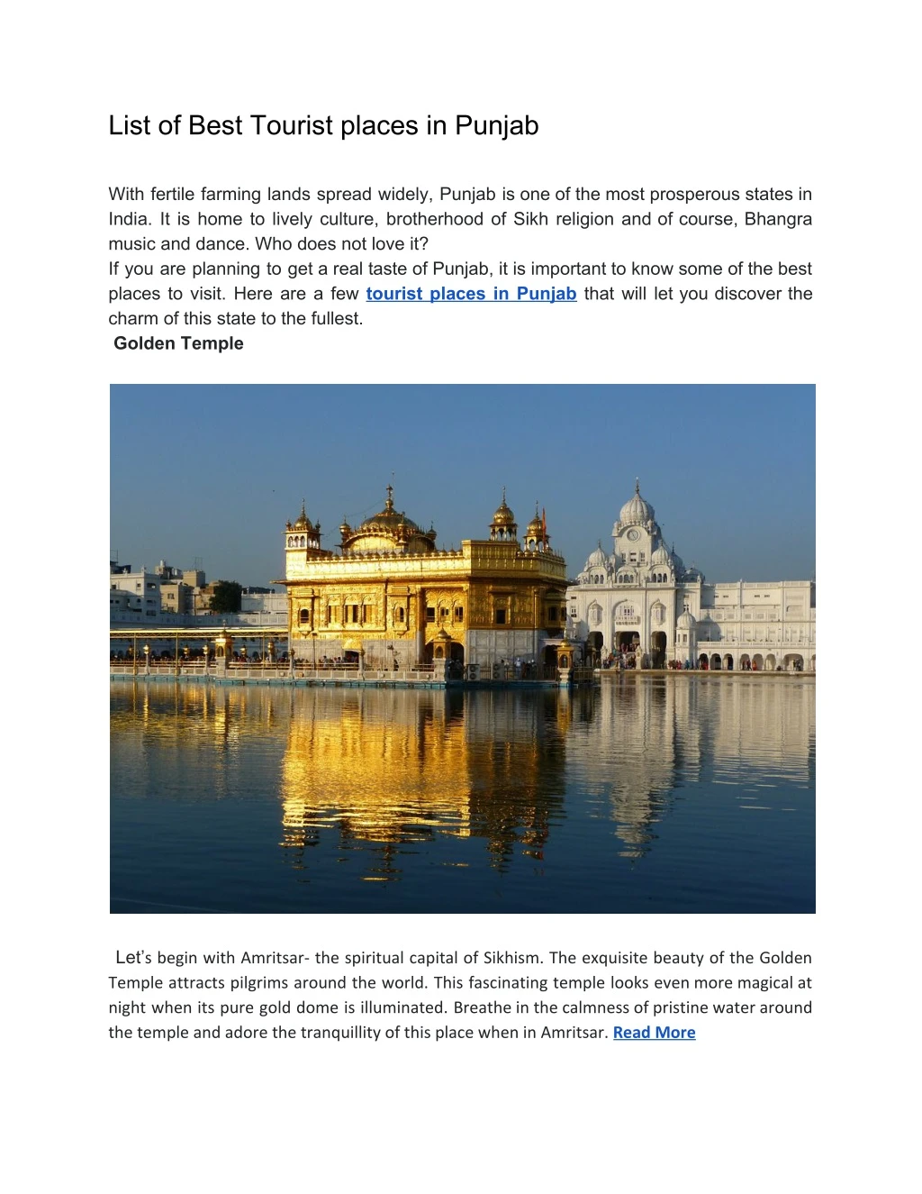 list of best tourist places in punjab with