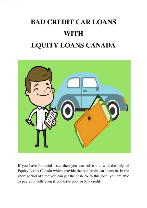 Get Cash Through bad Credit Car Loans Vancouver For Tough Financial Times!