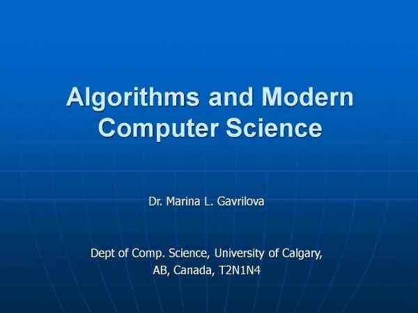 Algorithms and Modern Computer Science