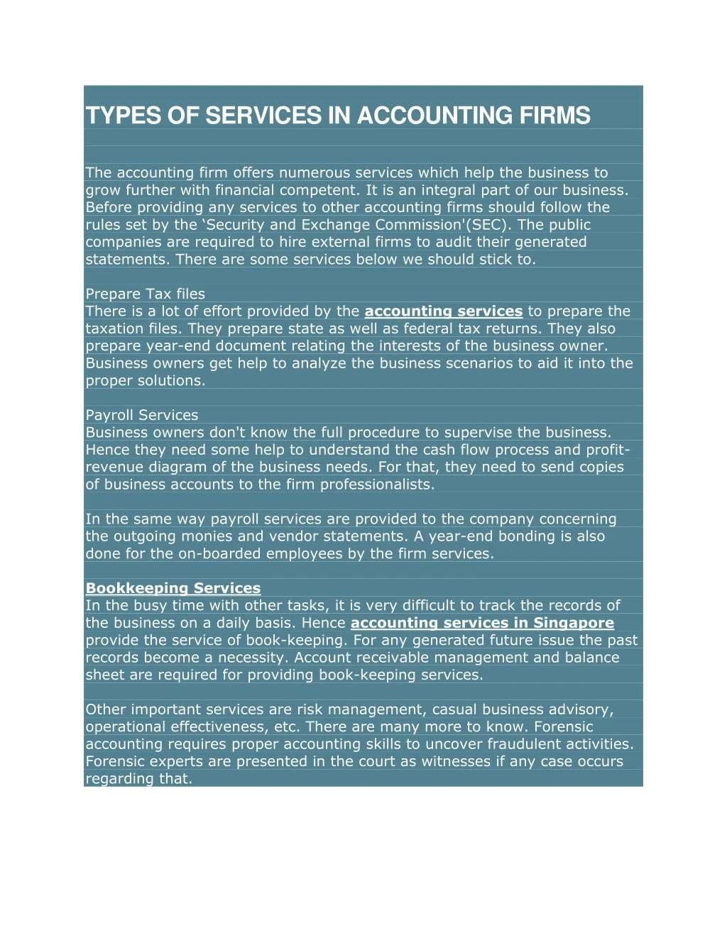 types of services in accounting firms