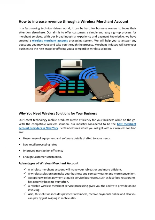 How to Increase Revenue Through a Wireless Merchant Account | Merchant Industry