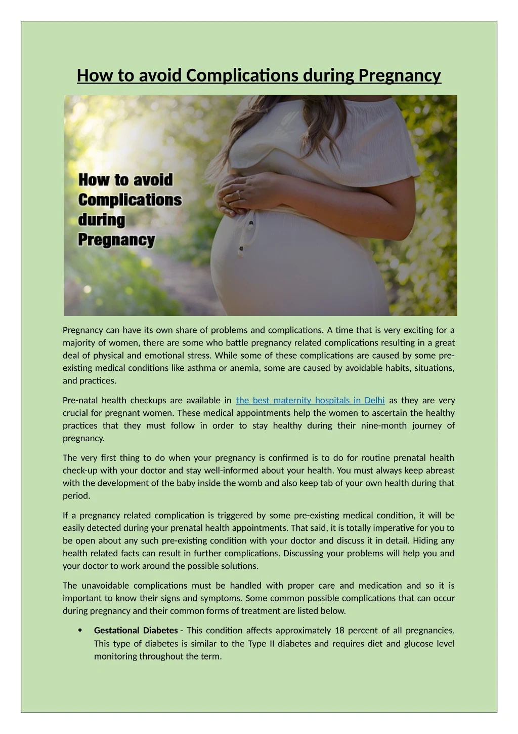 how to avoid complications during pregnancy