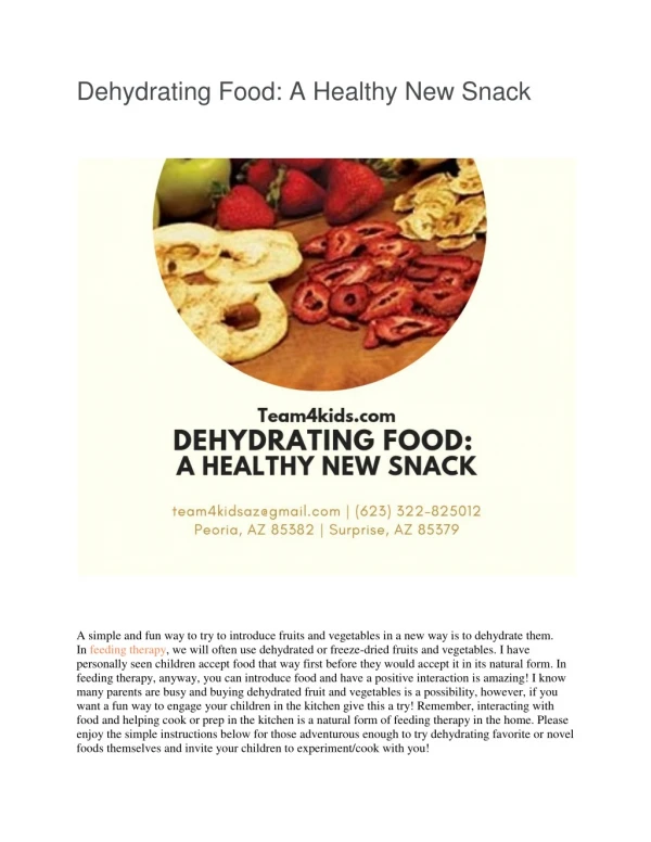 Dehydrating Food: A Healthy New Snack