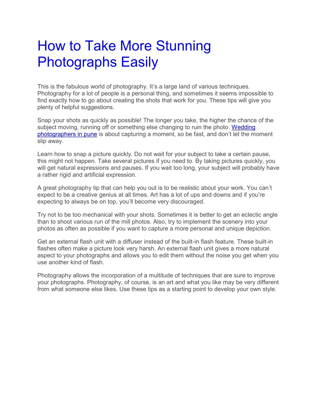 how to take more stunning photographs easily