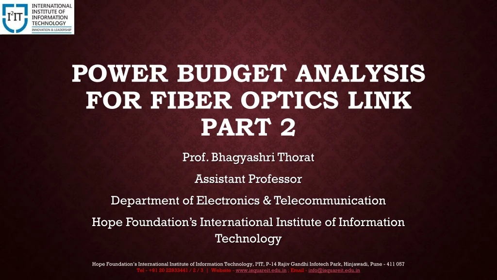 power budget analysis for fiber optics link part 2