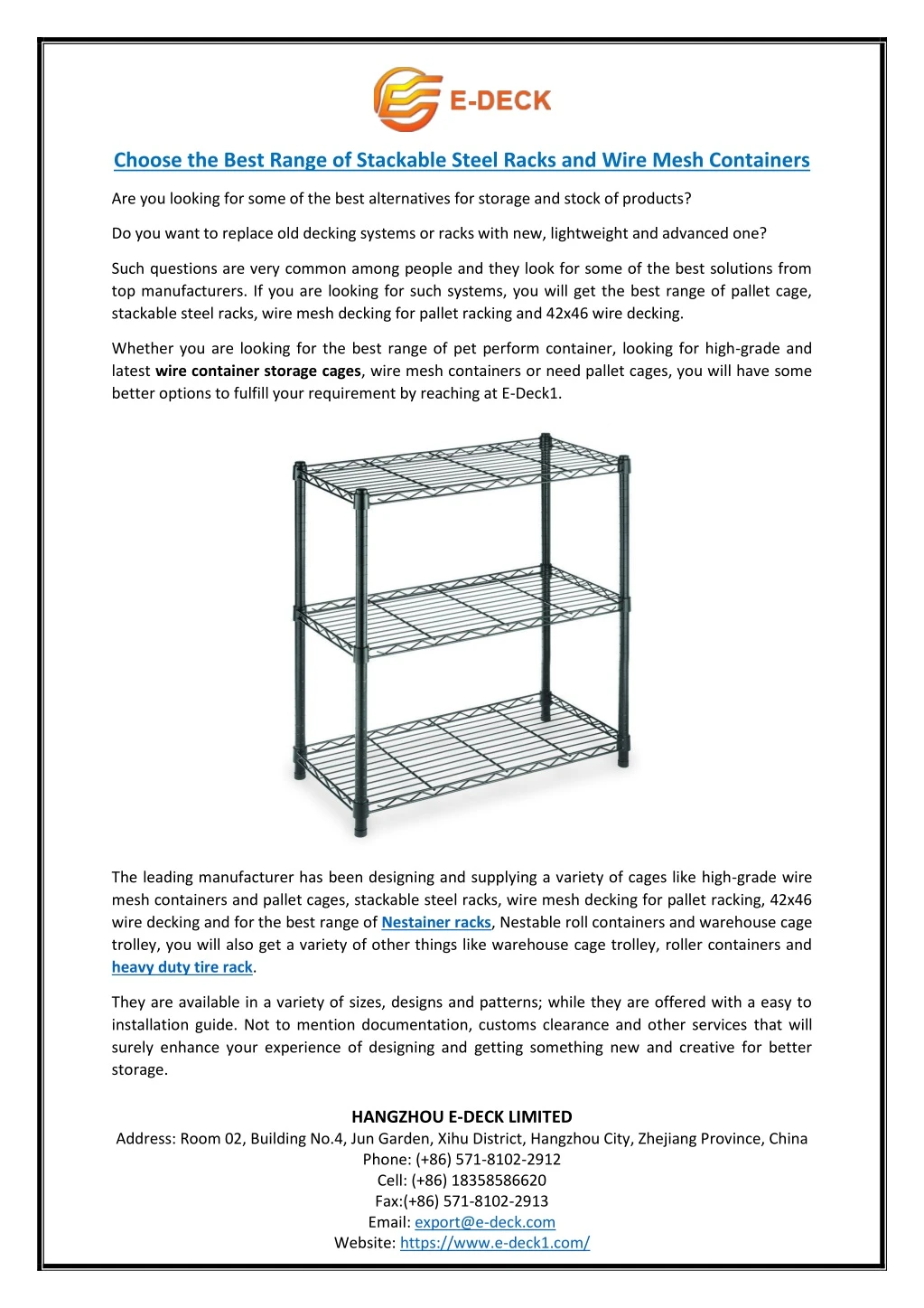 choose the best range of stackable steel racks