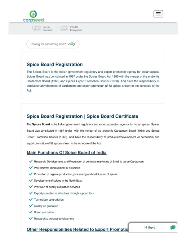 Spices Board Registration / Spices Board Certificate Application Form