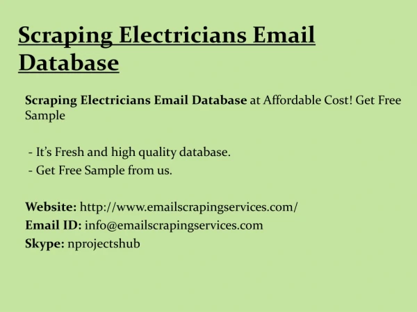 Scraping Electricians Email Database